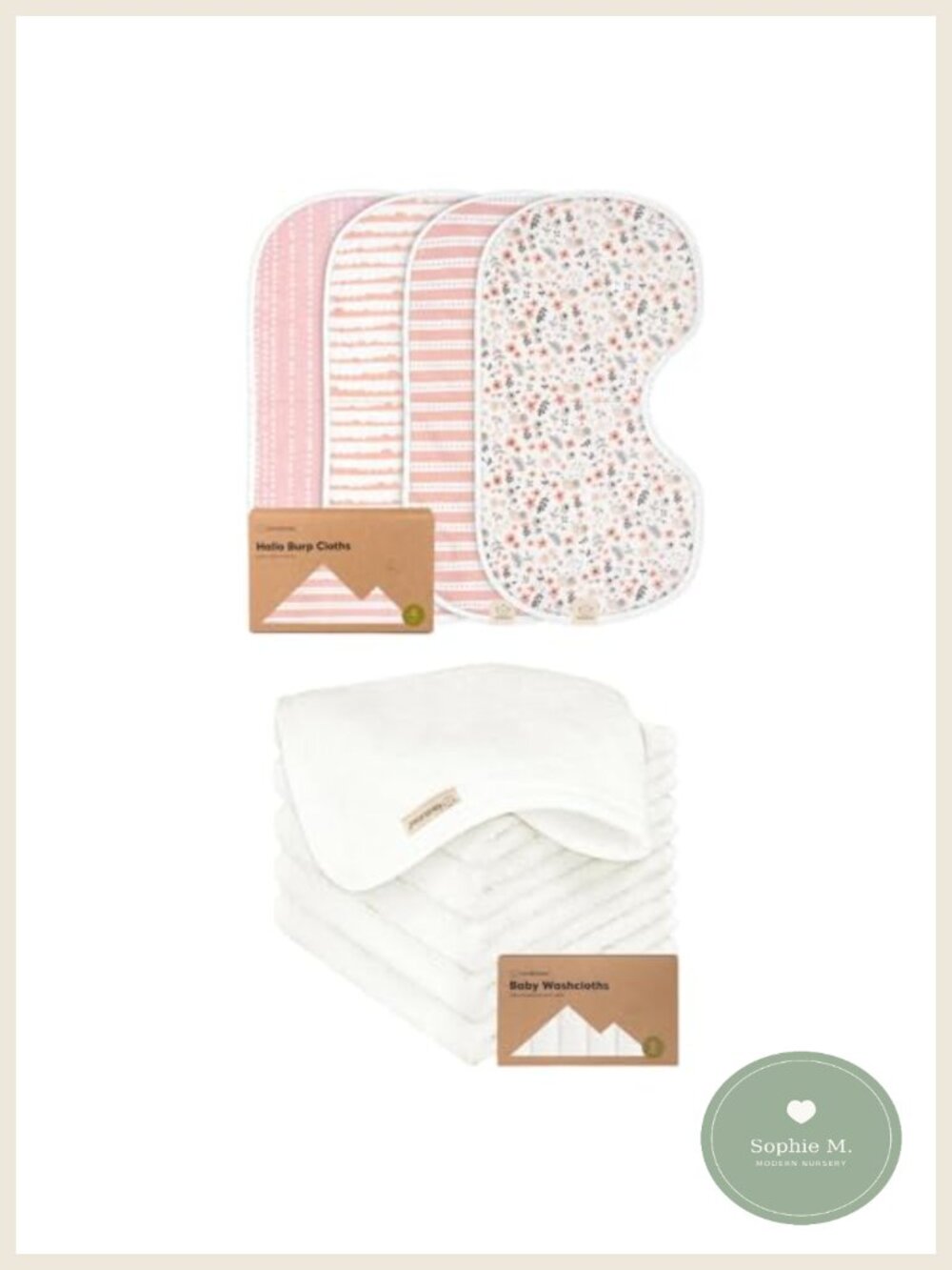 4 Pack Baby Burp Cloths & Washcloths Set Cotton Extra Large Absorbent Newborn